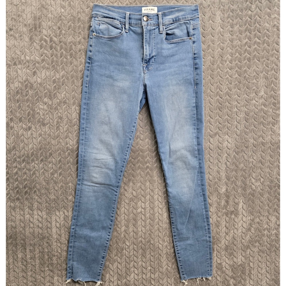 FRAME‎ Le High Skinny Jeans Europa Light Blue Raw Hem LHSKRA079 Size 27
